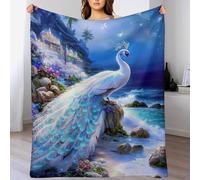 LHXLHXX Peacock Soft Plush Throw Blanket Warm Cozy Fur Throws for Sofa, Couch, Chair, Anti-pilling Quality Washable Bed Blankets, 140×180cm