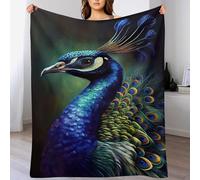 LHXLHXX Peacock Soft Plush Throw Blanket Warm Cozy Fur Throws for Sofa, Couch, Chair, Anti-pilling Quality Washable Bed Blankets, 180×200cm