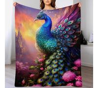 LHXLHXX Peacock Soft Plush Throw Blanket Warm Cozy Fur Throws for Sofa, Couch, Chair, Anti-pilling Quality Washable Bed Blankets, 130×150cm