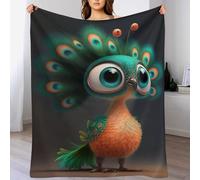 LHXLHXX Peacock Soft Plush Throw Blanket Warm Cozy Fur Throws for Sofa, Couch, Chair, Anti-pilling Quality Washable Bed Blankets, 140×180cm