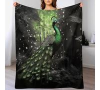 LHXLHXX Peacock Ultra-Soft Micro Flannel Blanket Warm Throw Blankets Home Decor for Bed Sofa Travel Quality Washable 130×150cm