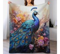 LHXLHXX Peacock Ultra-Soft Micro Flannel Blanket Warm Throw Blankets Home Decor for Bed Sofa Travel Quality Washable 180×200cm