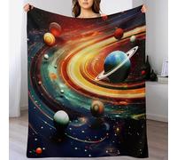 LHXLHXX Planet Flannel Throw Blanket, Soft Warm, Lightweight Plush Blankets for Bed Sofa Couch Travel Nap 130×180cm