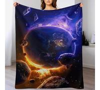 LHXLHXX Planet Starry Sky Throw Blanket Flannel Blankets Soft Warm Printed Throws for Bed, Couch And Sofa for Kids Teen Young Boys Girls, 100×130cm