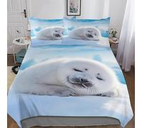 LHXLHXX Sea Otter Soft Microfiber Duvet Cover with Pillowcases Comforter Cove Polyester Quilt Covers for Adults Teenager Kids Bedding Single(135x200cm)