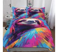 LHXLHXX Sloth Bedding Set 3D Print Duvet Cover for Teens Boys And Girls Quilt Cover Soft Microfiber Comforter Cover 3 Piece King(220x240cm)