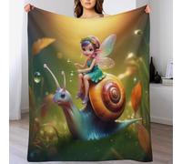 LHXLHXX Snail And Elf Blanket Soft Cozy Blankets Throw Couch Bed Print Couch And House Decor Throws for Sofa for Kids Boys Girls, 140×180cm