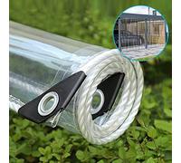 LHXY 1.2m X 3.8m 0.35mm Heavy Duty Waterproof PVC Transparent Tarpaulin, Clear Tarp Cover with Grommets, UV Resistant Tear Proof Tarpaulin for Outdoor Furniture, 365g/m²