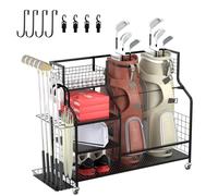 Lhysn Golf Bag Storage, Golf Club Holder, Golf Bag Storage Rack, for Garage Extra Large Sports Equipment Organizer Stand, Fits for 2 Golf Bags, Outdoor Toy Storage (with Side Frame)