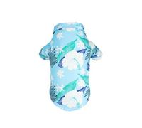 LHYZ PARK Hawaiian Beach Print Pet Dog Cat T-Shirts Cute for Small to Medium Dog Cats Cool Summer Vest Camp Shirt Clothes (Blue Leaves, 2XL)