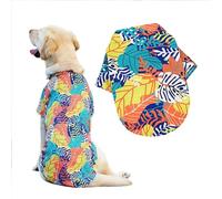 LHYZ PARK Hawaiian Beach Print Pet Dog Cat T-Shirts Cute for Small to Medium Dog Cats Cool Summer Vest Camp Shirt Clothes (Orange Blue, 2XL)