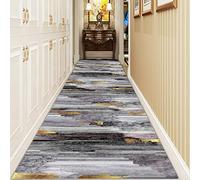 LHYZF Contemporary Modern Hallway Runner Rug, Width 60cm/80cm/100cm/120cm, Non Slip Long Carpet Runners for Kitchen Corridor Kitchen Hall - Grey/gold (Size : 60x350cm/2ftx11.5ft)