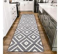 LHYZF Geometric Carpet Runner for Hallway, Very Long Narrow Entryway Runner Rug for Kitchen Hall Hotel Corridor Staircase, Wide 60/80/100/120cm - Grey/white (Size : 80×250cm/2.6ft×8.2ft)