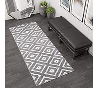 LHYZF Geometric Hallway Runner Rug Non Slip Thicken Floor Long Carpet Runner for Hall/Corridor/Doorway/Stairs Area Rugs Home Floor Non-Slip Mats -Grey/white (Size : 70x200cm/2.3ftx6.6ft)