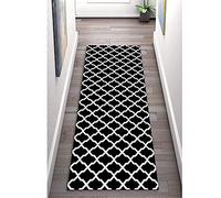 LHYZF Modern Geometric Runner Rug for Hallway,Narrow Carpets Runner for Entryway Stairs Hall Corridor Extra Long Floor Non-Slip Area Rug Runner -Black/white (Size : 60x150cm/2ftx4.9ft)