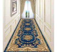 LHYZF Traditional Narrow Runner Rug for Hallway, Runners Rugs Non Slip Extra Long Entrance Door Kitchen Short Floor Mats, Width 60cm/80cm/100cm/120cm - Blue/gold (Size : 70x350cm/2.3ftx11.5ft)