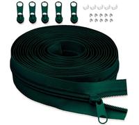 LHZHLE 3 mm endless zip with zip: 3.65 m army green nylon zip - sold by the metre with 5 zip pulls for sewing, bed linen and pillows