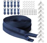 LHZHLE Continuous Zips Roll for Sewing: #3 10 Yards Navy Blue Nylon Zipper Tape with 20 Slider