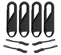 LHZHLE Metal Zip Pull Replacement: 8 Pcs Black Heavy Duty Zipper Pull - Zippers Tab for Suitcase Jacket Luggage Bag