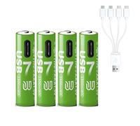 LI-ION AAA USB-A Rechargeable Battery, 1.5V Output, 5V Input, 250mA Charging Current, 20-40 Min Charging Time, 1500mWh Capacity