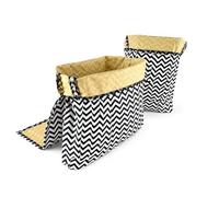 Li’l Things CLASSIC Beeswax Bread Bags - Reusable Plastic-Free Bread Storage (Set of 2) for Sourdough & Homemade Loaves - Breathable & Washable -Black Zig Zag