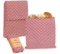 Li’l Things Reusable Beeswax Bread Bags | 2 Sizes for Sourdough & Loaves | Plastic-Free Bread Storage | Keeps Bread Fresh Naturally | Red Zig Zag
