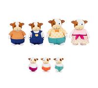 Li’l Woodzeez Big Famileez - FitzMoo Cow Family - 7pc Toy Set with Miniature Animal Figurines - Animal Toys and Accessories for Kids Age 3+