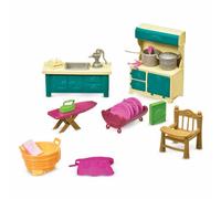 Li’l Woodzeez - Kitchenette & Housekeeping Set - 21pc Toy Set with Kitchen Furniture and Accessories - Miniature Toys and Playsets for Kids Age 3+