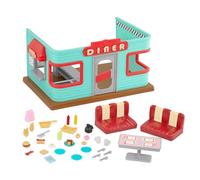 Li’l Woodzeez - Li'l Nibbles Drive Thru Diner - 37Pcs Dollhouse Playset with Furnitures & Accessories - Pretend Play Toy for Kids Age 3+