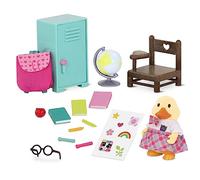 Li’l Woodzeez - School Set - 16pc Toy Set with Animal Character, Furniture, and School Accessories - Miniature Figurines and Playsets for Kids, Age 3+