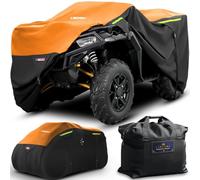 LI LIBZAKI 600D ATV Cover Waterproof Heavy Duty Trailerable 4 Wheeler Cover Quad Cover All Season Weather Proof Outdoor UV Protection for Polaris Kawasaki Yamaha Suzuki Can-Am Black/Orange-S