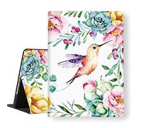 LI-LOVE Slim Soft TPU Folio Case for iPad 8th/9th Gen 10.2 inch - Smart Auto Wake/Sleep - Cute Hummingbird Flower Pattern - Adjustable Stand Angles