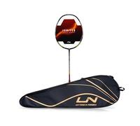 Li-Ning Ignite 8 Japanese Carbon Graphite Strung Badminton Racket with Full Cover (Cool Gray/Bull Red, 77 Grams)