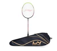 Li-Ning Turbo 99 Carbon Fibre Strung Badminton Racket with Full Racket Cover (Black/Green) | For Intermediate Players | 84 grams | Maximum String Tension - 30lbs