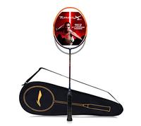 Li-Ning Turbo X III Carbon Fibre Strung Badminton Racket with Free Racket Cover for Seniors (Navy/Orange, 87 Grams)