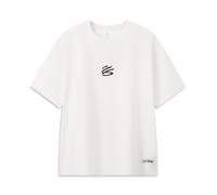 LI-NING x Stephen Curry Commemorative T-Shirt Men's Loose Fit Tees 71%Cotton 29%Polyester LiNing Basketball Graphic Top AHSWJ63 sports casual daily short T-shirt white XL