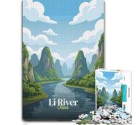 Li River China Landscape Illustration Jigsaw 1000pcs (38x26cm) Adult Puzzle | A classic paper puzzle on Sunday afternoons for patient puzzling.