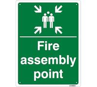 LI-Safety 300x400mm Fire Assembly Point With Family Sign on Heavy Duty 2mm Rigid Plastic and 4 Pre-Drilled Holes