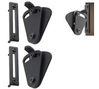 Li-TianFeng Barn Door Large Size Latch Lock Black Privacy Latch Lock for Sliding Door Work for Pocket Doors Garage and Shed Wood Glass Gates(Black(2pcs))