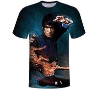 Li Xiaolong Dragon T Shirt for Men Kung Fu Martial Art 3D Printed Crew Neck T-Shirt Graphic Sport Tops Tees