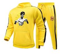 Li Xiaolong Dragon Tracksuit Two Piece Set Kung Fu Martial Art Li Xiaolong Dragon Costume 3D Printed Hoodie and Jogger Pants Set for Men Women
