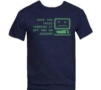 LI YA DENTAL Off and On Again T Shirt It Crowd Tv Show Novelty Shirt Navy S