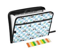 LI ZHI XIN A4 Expanding File Folder 13 Pockets,Waterproof Zip Accordion File Organiser,Large,for School Office Cute Panda Pattern