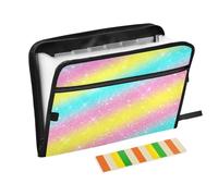 LI ZHI XIN A4 Expanding File Folder 13 Pockets,Waterproof Zip Accordion File Organiser,Large,for School Office Galaxy Dream Star Colourful
