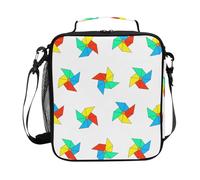 LI ZHI XIN Adults Kids Lunch Bag Box Handheld Shoulder Strap Insulated Cooler Bag for Childrens Boys Girls to School Offic Work Camping Picnic Colorful Windmill Pattern
