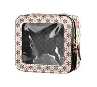LI ZHI XIN Cosmetic Bags Makeup Bag Transparent Leather Cosmetic Small Bag Double Zip Organiser Storage Boxes Winter Snowflake Pattern