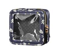 LI ZHI XIN Cosmetic Bags Makeup Bag Transparent Leather Cosmetic Small Bag Double Zip Organiser Storage Boxes Halloween Vampires Pattern