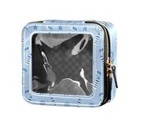 LI ZHI XIN Cosmetic Bags Makeup Bag Transparent Leather Cosmetic Small Bag Double Zip Organiser Storage Boxes Lighthouse Seabirds Cartoon Pattern