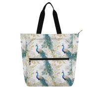 LI ZHI XIN Kids Boys Girls Tote Bag For School With Zip,Women Reusable Shopper Baskets,Handbags Work Bags For Men, Waterproof Shopping Baskets Beautiful Peacock Pattern