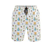 LI ZHI XIN Men's Beach Pants Board Bathing Shorts Swim Trunks Summer Casual Quick Dry Hawaiian Shorts with Pocket,Mens Swimwear S-XXL Little Bear Sailor Cartoon Pattern Multicoloured